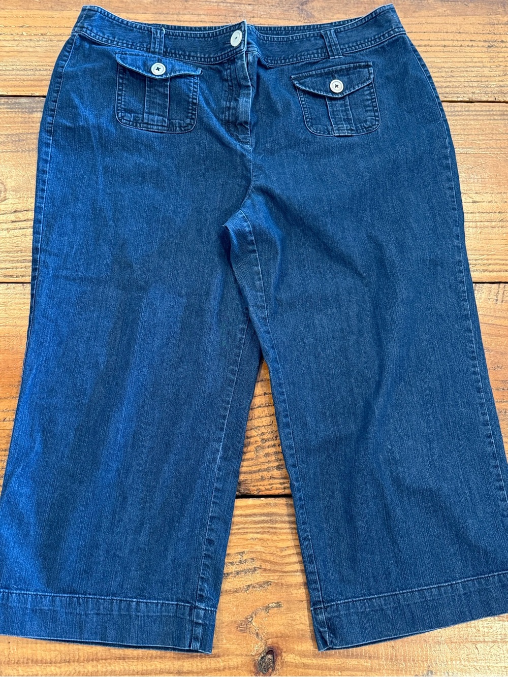 Talbots Flawless Five Pocket Denim Capri Pants Dark Wash Plus Size 20 Stretch